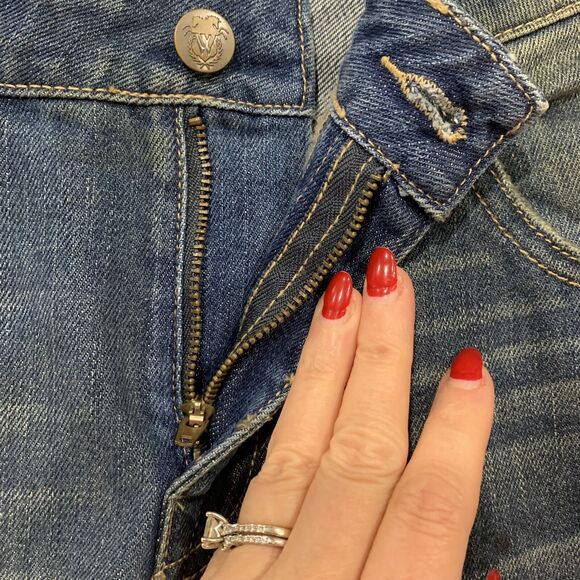 Wildfox Size 24 Baggy Crop Jeans Da Vinci Distressed Paint Splatter Loose Fit - Picture 5 of 8